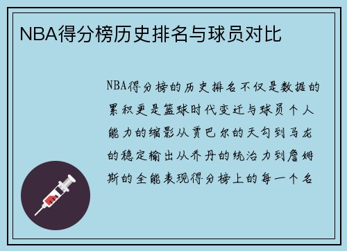 NBA得分榜历史排名与球员对比